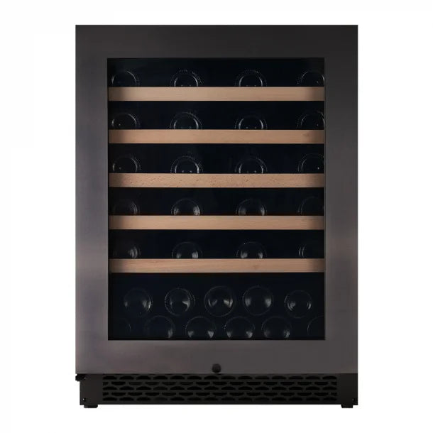 The single temperature 46 bottle pevino majestic wine cabinet in black steel