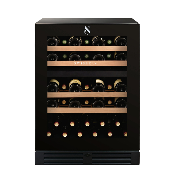 Swisscave Premium dual zone wine cooler WLB-160DF, 82cm front view