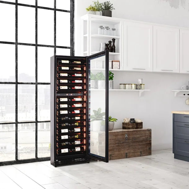 Pevino Imperial 2 temperature wine fridge within a kitchen 