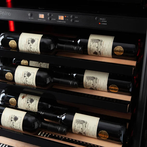 Shelving within a Pevino Imperial 54 bottles wine fridge