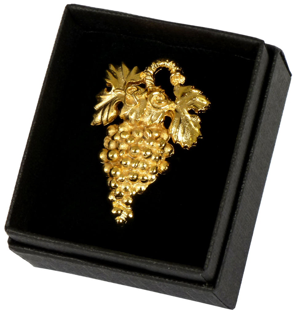 large gold sommelier pin grape