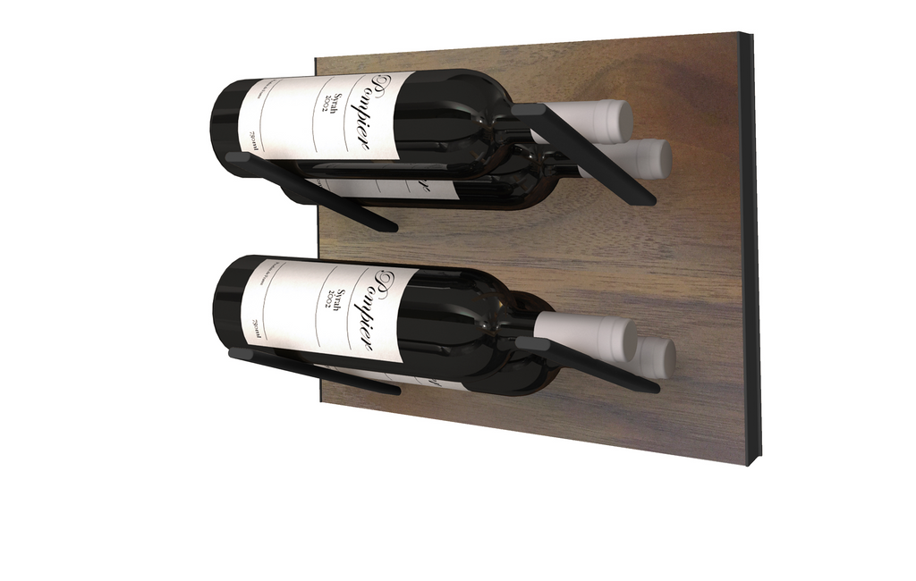 matt black metal and wood wine rack