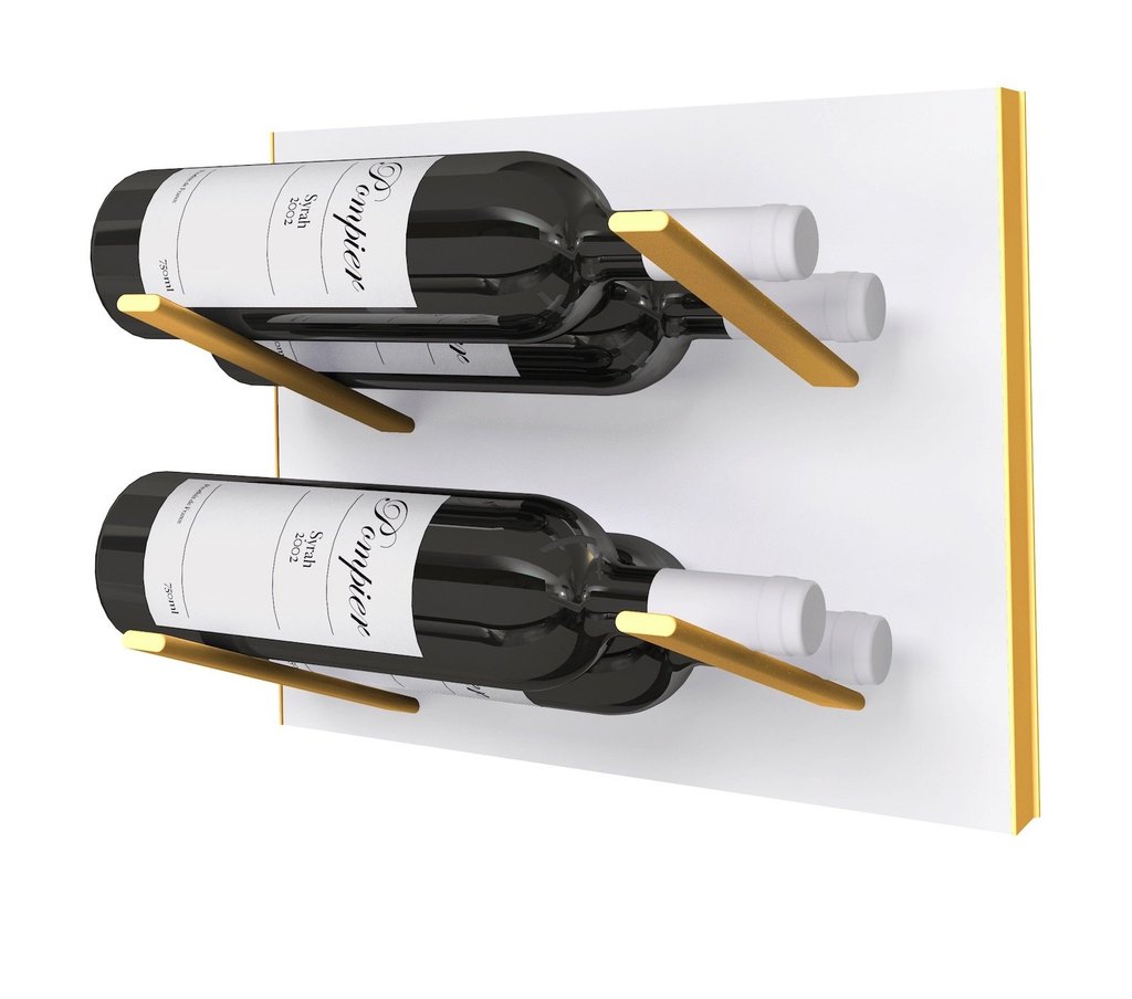 white and gold wine rack