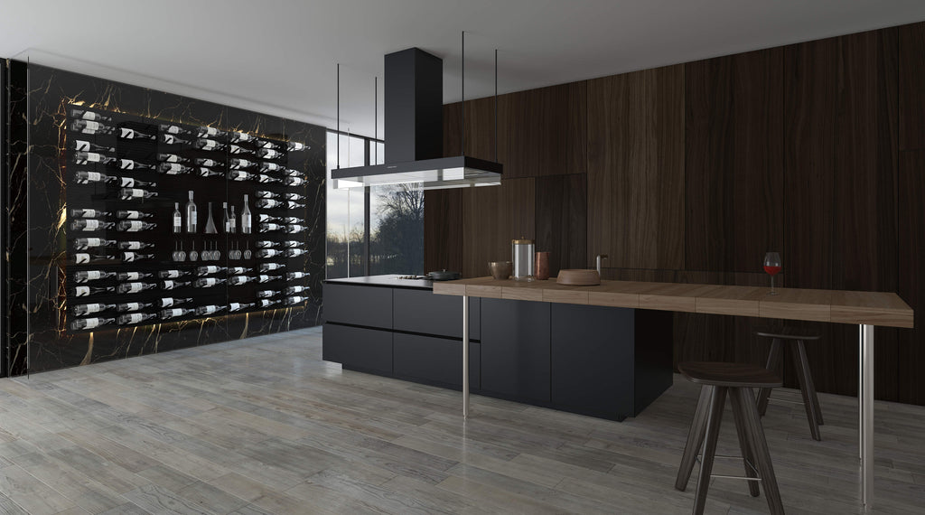 matt black wine wall