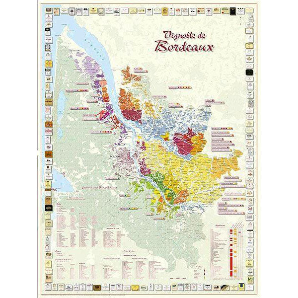 Vineyards of Bordeaux Wine Map