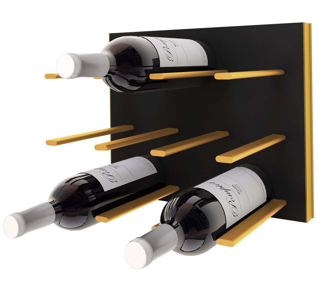matt black and gold wine rack